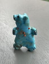 Zuni Fetish Carved Turquoise Bear, Claudia Peina, 2.0 in. Signed picture