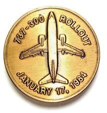Boeing 737-100 Airliner Rollout Commemorative Medallion Coin 1984 Copper Bronze picture