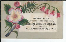 BB-304 G.V.S. Quackenbush Victorian Trade Card Ladies Underwear, Flowers picture