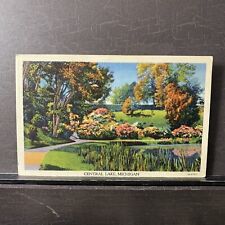 Michigan Vintage Linen Postcard landscape park w colorful trees and flowers UNP picture