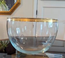 Art Deco Clear Fruit Bowl 24k Gold Rim Elegant Glassware  Lenox Style Old Money  picture