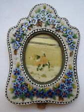 Antique Italian Micro Mosaic Picture Frame Flowers Easel Style picture