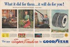 1948 Goodyear Super Cushion White Wall Tires Vintage Print Ad L27 2 Page picture