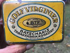 ANTIQUE TOBACCO TIN GOLF VIRGINIER  RARE TO FIND GERMANY GOLFER MESH BALL picture