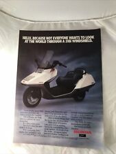 1986 Honda Helix Scooter Vintage Print Ad, Motor Bike Push Button Start Cycle picture