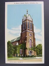 Chillicothe Ohio OH St. Mary's Catholic Church Vintage Curt Teich Postcard 1954 picture