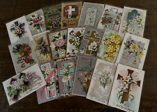Lot of 20 Antique Easter Postcards- Crosses with Flowers~in Sleeves~h359 picture