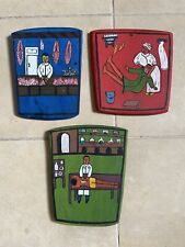 Vintage Moroccan Wooden Painted folk wall art plaque X3 picture