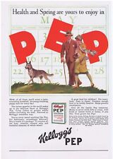 1927 Kellogg's PEP Cereal Print Ad FRED MIZEN Art of Couple & German Shepherd picture