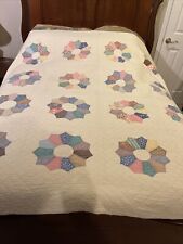 Antique Dresden Plate Quilt Blue/wGORGEOUS 1930s About 72x68well stitched picture