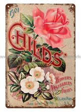 1901 John Lewis Childs Floral Park, N.Y. Flowers Vegetables Fruits roses metal picture