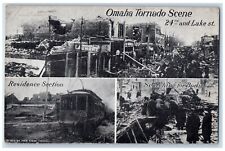 c1910 Omaha Tornado Scene Residence Section Multiview Calamity Omaha NE Postcard picture