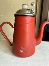 Vintage Enamelware Goose Neck Coffee Pot Beautiful Condition. picture