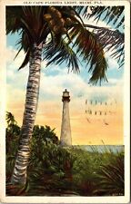 Miami FL-Florida, Old Cape Florida Light in Distance, Vintage Postcard picture