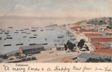 TALCAHUANO, CHILE ~ TOWN & HARBOR OVERVIEW, BOATS, BRANDT PUB ~ c 1902 picture