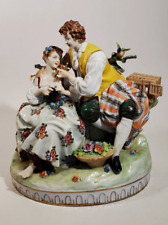 Porcelain Figurine Rudolstadt Volkstedt Germany Romantic Couple Birds Cage picture