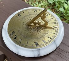 R Glynn Fecit Brass Sundial on Marble Base - Authentic Models - Desk Sun Dial  picture