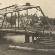 Postcard Leland Michigan Old Steel Truss Bridge Carp River Leelanau 1912 RPPC  picture