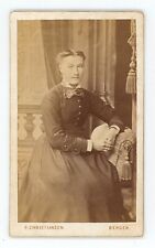 Antique CDV Circa 1870s Chistiansen Beautiful Woman in Dress Bergen Norway picture