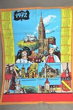 Vintage 1972 Calendar Printed Tea Kitchen Towel French Towns UNUSED picture