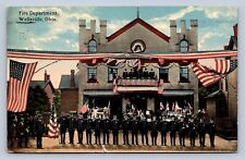 J87/ Wellsville Ohio Postcard c1910 Firemen Fire Department Patriotic 1516 picture