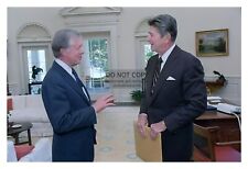 PRESIDENT RONALD REAGAN AND JIMMY CARTER IN THE OVAL OFFICE 1981 4X6 PHOTO picture