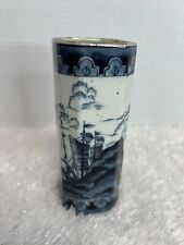 Chinese Blue & White Porcelain Fine Antique Scenic Tea Jar Vase picture