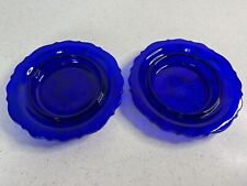 2 Mosser Cobalt Blue Glass Butter Cheese VTG Dishes Inverted Thistle USA picture