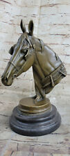 Horse Lovers Real Bronze Horses Bust Sculpture Statue Equestrian Decor Figure NR picture