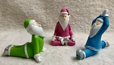 Yoga Santa Figurines Christmas Decoration Set Of 3 Holiday Lot picture