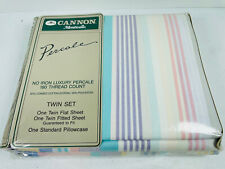 🔥 Vintage • Monticello Cannon Twin Sheet Set • Manhattan Stripe • Flat & Fitted picture