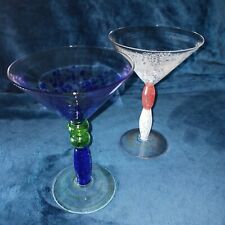 Set Of Hand Blown Complimentary Art Glass Martini Glasses picture