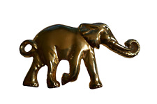 VINTAGE Solid Brass Good Luck Lucky Flat Paper Weight Trumpeting Elephant. picture