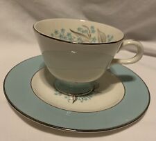 Vintage Mid Century Sevron Blue Lace Tea Cup Saucer VTG 1950's Replacement picture