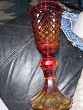 Vintage Tall Pedestal Ruby Amberian Candy Dish Vase  picture