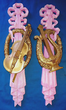 Vtg Set 2 SYROCO Plastic Resin LYRE & VIOLIN 1973 WALL PLAQUES Burwood Products picture