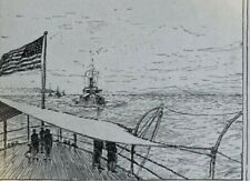 1898 Spanish American War Blockading Fleet Off Cuba  illustrated picture