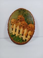 Vintage Puppy Wood Plaque - Dog Art on Wood, Made in USA picture