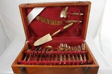 Vintage Child Size Toy Brass Flatware Set With Serving Flatware + 1 In Case picture