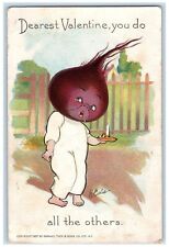 c1910's Valentine Anthropomorphic Onions Candles Turnip Head Tuck's Postcard picture