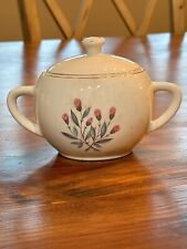 Vintage 1950s Wedgwood  Sugar Bowl White Pink Flowers Gold Trim England Aged picture