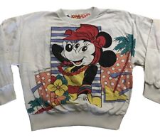 Vintage 80s Disney Reversible Minnie Mouse Tropical All Over Print Sweater RARE picture