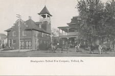 Telford PA * Fire Co. & Railroad Station c 1908 * Bucks Co. UNUSUAL picture