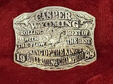 RODEO CHAMPION TROPHY BUCKLE PRO BULL RIDING☆CASPER WYOMING☆1988☆RARE☆943 picture