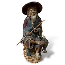 Antique Chinese Mudman, Seated w/ Fish and Pole, 1890-1919, 5