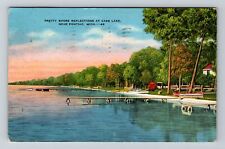 Pontiac MI-Michigan, Shore Reflections at Cass Lake Vintage Souvenir Postcard picture