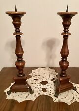 RARE PAIR THEODORE ALEXANDER   MAHOGANY CANDLESTICKS 15 Inches Tall picture