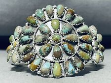 DROPDEAD FAB NAVAJO GREEN TURQUOISE STERLING SILVER CLUSTER BRACELET picture