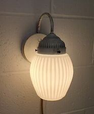 Vintage Virden Wall Sconce Light Fixture Eames Paint Ribbed Milk Glass 1960s picture