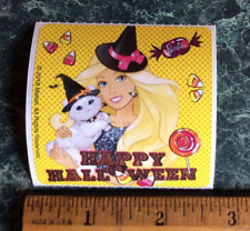 2015 Mattel BARBIE Doll Witch Cat Candy Corn Square Sticker Happy Halloween picture